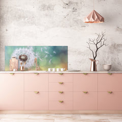 Design glass backsplash - Tempered Glass BBS29 splashback w/wo magnetic properties : Nature Series : Dandelion