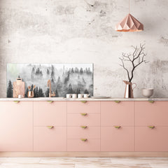 Wide format Wall panel - Design backsplash BBS34 w/wo magnetic properties : Miscellaneous series : Foggy forest