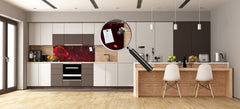 Design glass backsplash - Tempered Glass BBS29 w/wo magnetic properties splashback : Nature Series : Romantic red rose