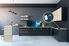 Design glass backsplash - Tempered Glass BBS29 splashback w/wo magnetic properties : Nature Series : Leaf on a mirror surface 2