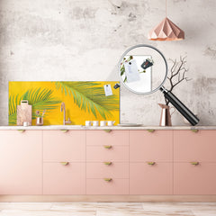 Design glass backsplash - Tempered Glass BBS29 splashback w/wo magnetic properties : Nature Series : Yellow leaves