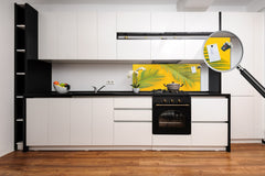 Design glass backsplash - Tempered Glass BBS29 splashback w/wo magnetic properties : Nature Series : Yellow leaves