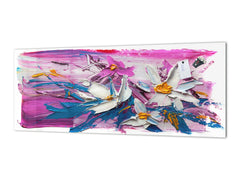 Contemporary glass kitchen panel - Wide format wall backsplash BBS30 w/wo magnetic properties : Art. Series : Bouquet of flowers