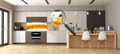 Contemporary glass kitchen panel - Wide format wall backsplash BBS30 w/wo magnetic properties : Art. Series : Orange watercolour