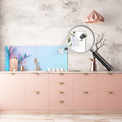 Design glass backsplash - Tempered Glass BBS29 splashback w/wo magnetic properties : Nature Series : Tropical leaves