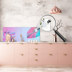 Design glass backsplash - Tempered Glass BBS29 splashback w/wo magnetic properties : Nature Series : Monstera deliciosa 1