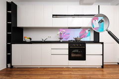 Design glass backsplash - Tempered Glass BBS29 splashback w/wo magnetic properties : Nature Series : Monstera deliciosa 1