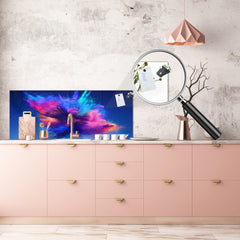Contemporary glass kitchen panel - Wide format wall backsplash BBS30 w/wo magnetic properties : Art. Series : Colour explosion 2