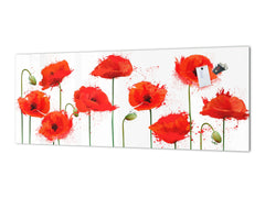 Design glass backsplash - Tempered Glass BBS29 splashback w/wo magnetic properties : Nature Series : Poppy seed flowers