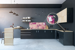 Design glass backsplash - Tempered Glass BBS29 splashback w/wo magnetic properties : Nature Series : Transparent purple leaves