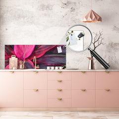 Design glass backsplash - Tempered Glass BBS29 splashback w/wo magnetic properties : Nature Series : Fluorescent leaves