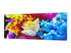 Contemporary glass kitchen panel - Wide format wall backsplash BBS30 w/wo magnetic properties : Art. Series : Lotus explosion