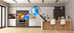 Contemporary glass kitchen panel - Wide format wall backsplash BBS30 w/wo magnetic properties : Art. Series : Lotus explosion