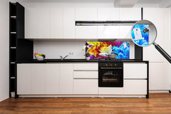 Contemporary glass kitchen panel - Wide format wall backsplash BBS30 w/wo magnetic properties : Art. Series : Lotus explosion