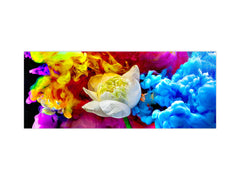 Contemporary glass kitchen panel - Wide format wall backsplash BBS30 w/wo magnetic properties : Art. Series : Lotus explosion
