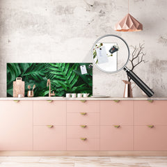 Design glass backsplash - Tempered Glass BBS29 splashback w/wo magnetic properties : Nature Series : Dark tropical nature