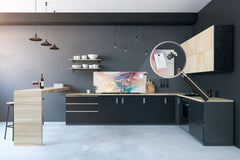 Panel de vidrio contemporáneo para cocina - Revestimiento de pared de gran formato BBS30 con/sin propiedades magnéticas: Serie Art.: Colores líquidos 1