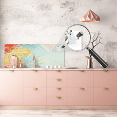 Design glass backsplash - Tempered Glass BBS29 splashback w/wo magnetic properties : Nature Series : Botanical wall art.