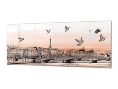 Wide format Wall panel - Design backsplash BBS34 w/wo magnetic properties : Miscellaneous series : Landscape of Paris