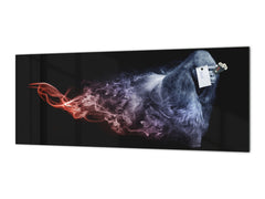 Stunning glass wall art - Wide format kitchen backsplash BBS32 w/wo magnetic properties : Animals series : Colourful gorilla