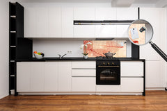 Design glass backsplash - Tempered Glass BBS29 splashback w/wo magnetic properties : Nature Series : Transparent orange leaves