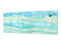 Panel de vidrio contemporáneo para cocina - Revestimiento de pared de gran formato BBS30 con/sin propiedades magnéticas: Serie Art.: Ondas de acuarela