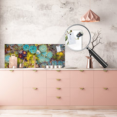 Design glass backsplash - Tempered Glass BBS29 splashback w/wo magnetic properties : Nature Series : Rock garden 1