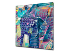 Protector contra salpicaduras de vidrio templado BS 12 Texturas blancas y grises Serie: Cuadrados de geometría 2