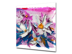 Unique Glass kitchen panel – Tempered Glass backsplash – Art design Glass Upstand NBS15: Art Series : Bouquet of flowers