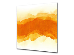 Unique Glass kitchen panel – Tempered Glass backsplash – Art design Glass Upstand NBS15: Art Series : Orange watercolour