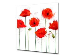 Stylish Tempered glass backsplash – Glass kitchen splashback – Glass upstand NBS14: Nature Series : Poppy seed flowers