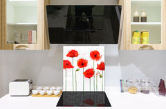 Stylish Tempered glass backsplash – Glass kitchen splashback – Glass upstand NBS14: Nature Series : Poppy seed flowers