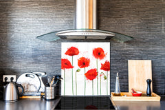 Stylish Tempered glass backsplash – Glass kitchen splashback – Glass upstand NBS14: Nature Series : Poppy seed flowers