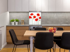 Stylish Tempered glass backsplash – Glass kitchen splashback – Glass upstand NBS14: Nature Series : Poppy seed flowers