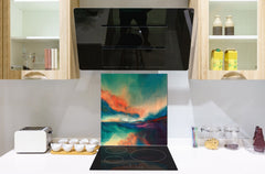 Unique Glass kitchen panel – Tempered Glass backsplash – Art design Glass Upstand NBS15: Art Series : Colourful sunset