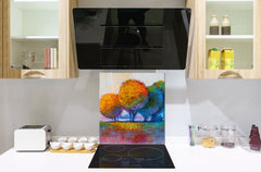 Protector contra salpicaduras de vidrio templado BS 12 Texturas blancas y grises Serie: Cuadrados de geometría 2