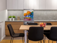 Protector contra salpicaduras de vidrio templado BS 12 Texturas blancas y grises Serie: Cuadrados de geometría 2