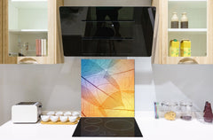 Stylish Tempered glass backsplash – Glass kitchen splashback – Glass upstand NBS14: Nature Series : Colourful transparent leaves