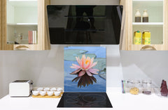Stylish Tempered glass backsplash – Glass kitchen splashback – Glass upstand NBS14: Nature Series : Beautiful water lilly flower 1