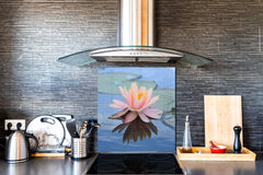 Stylish Tempered glass backsplash – Glass kitchen splashback – Glass upstand NBS14: Nature Series : Beautiful water lilly flower 1