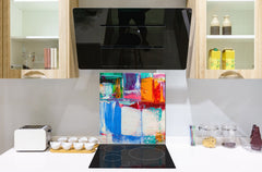 Protector contra salpicaduras de vidrio templado BS 12 Texturas blancas y grises Serie: Cuadrados de geometría 2