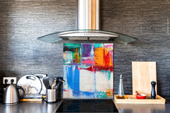 Protector contra salpicaduras de vidrio templado BS 12 Texturas blancas y grises Serie: Cuadrados de geometría 2