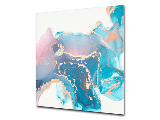 Unique Glass kitchen panel – Tempered Glass backsplash – Art design Glass Upstand NBS15: Art Series : Liquid colours 2