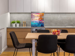 Protector contra salpicaduras de vidrio templado BS 12 Texturas blancas y grises Serie: Cuadrados de geometría 2