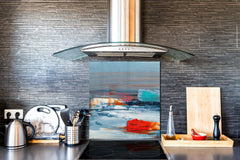 Protector contra salpicaduras de vidrio templado BS 12 Texturas blancas y grises Serie: Cuadrados de geometría 2