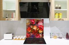 Stylish Tempered glass backsplash – Glass kitchen splashback – Glass upstand NBS14: Nature Series : Horizontal flowers