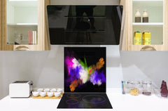 Protector contra salpicaduras de vidrio templado BS 12 Texturas blancas y grises Serie: Cuadrados de geometría 2