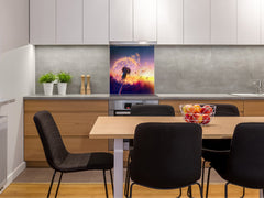 Stylish Tempered glass backsplash – Glass kitchen splashback – Glass upstand NBS14: Nature Series : Sunset dandelion