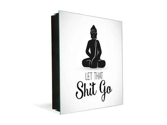 Tableau en verre avec surface magnétique et cadre pour clés K07 Bouddha méditant