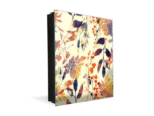 Gabinete decorativo para guardar llaves K08 Flores y hojas